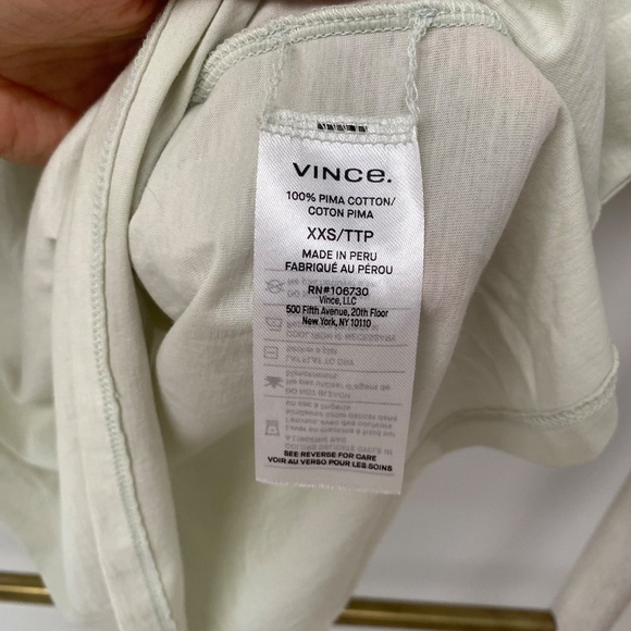 Vince Womens Washed Mint Essential Pima Cotton Crew Nect T-shirt Peru Size XXS - Picture 5 of 7